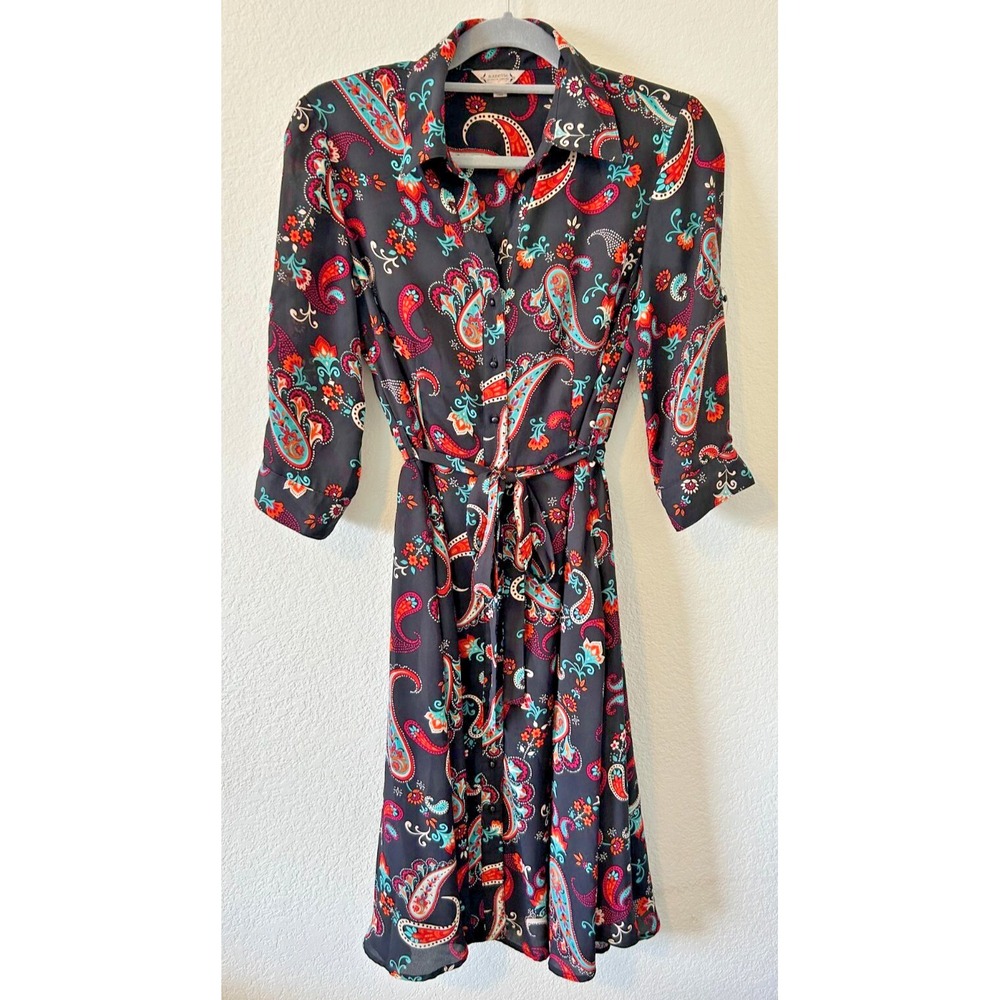 NANETTE Nanette Lepore Paisley Waist-Tie Dress SZ 4 - Picture 2 of 12
